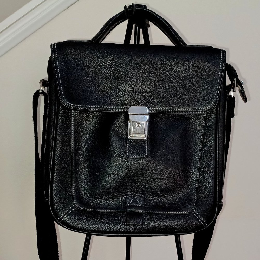 ICINOO Black Leather Crossbody Bag